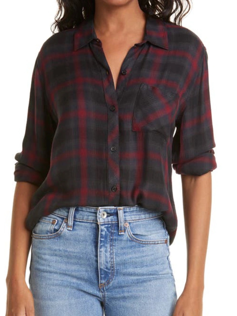 RAILS Hunter Scarlet Ash Black Flannel Button Down Relaxed Cozy Casual Soft XS